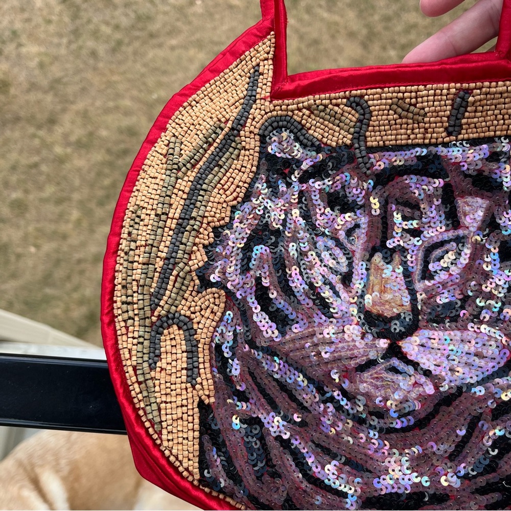 Y2K Red Sequin Cat Embellished Handbag - Picture 4 of 9